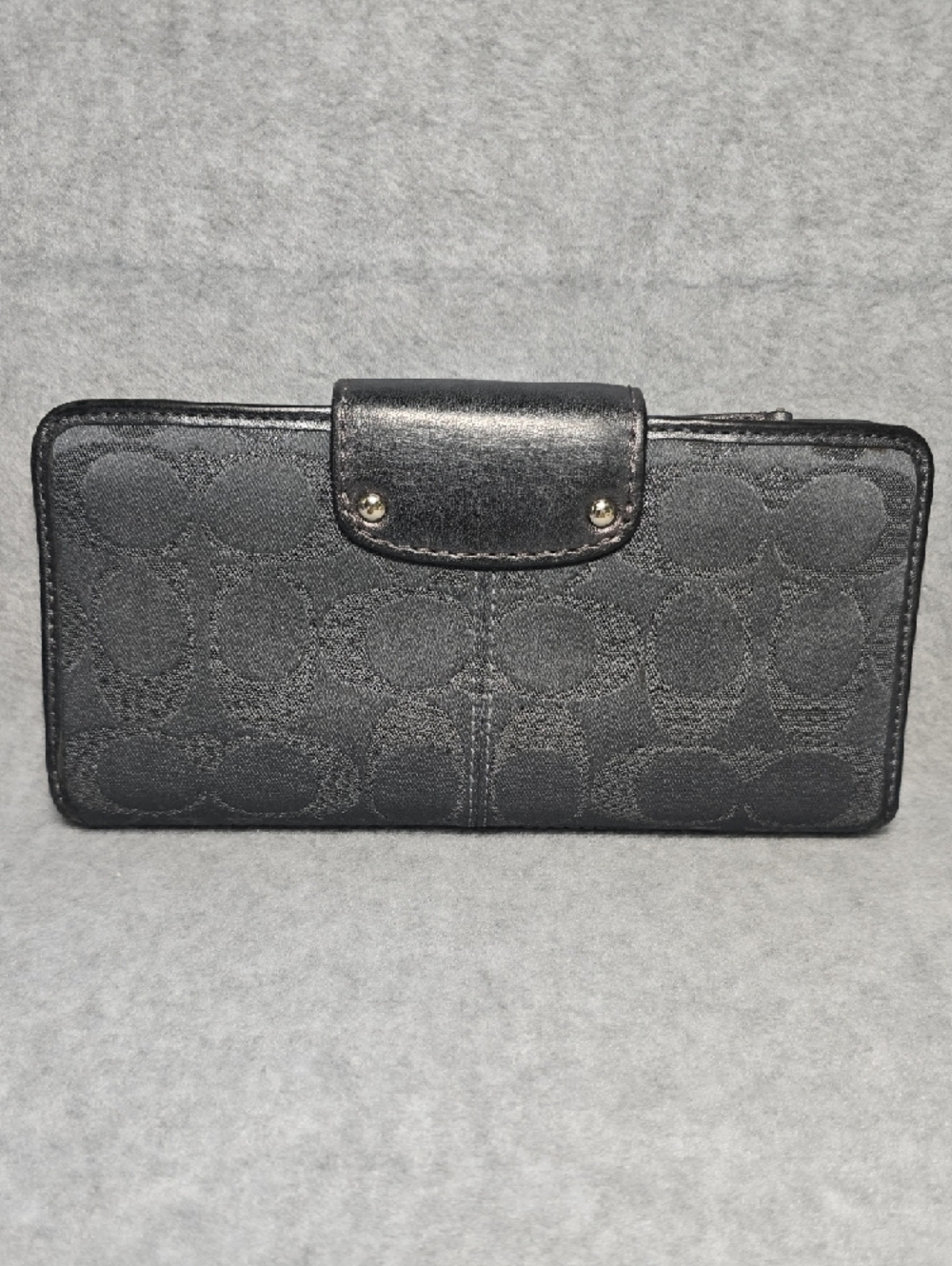 Coach Vintage Signature Canvas Pleated Leather Flap Bifold Wallet - Picture 3 of 16